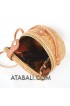 wide and large ata rattan round bag with flower pattern and lining